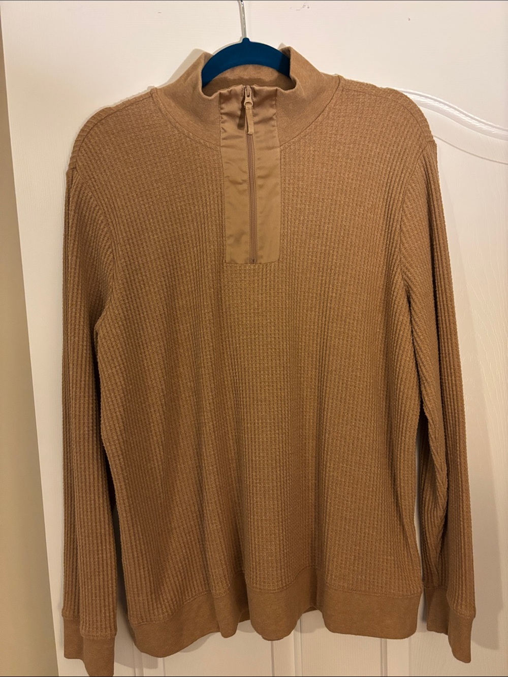 Lands End Women’s Half-Zip Waffle Knit Sweater – Camel